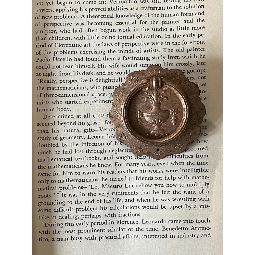 Single Vintage Cast Iron Drawer/Cabinet Ring Pull with Urn Detail